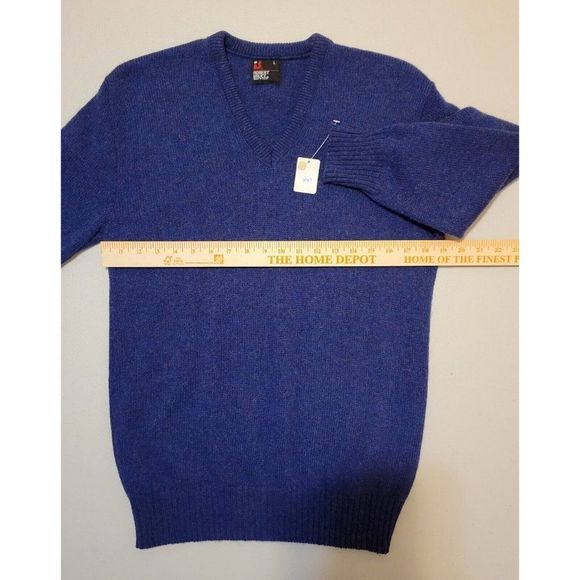 VTG ROBERT BRUCE MEN'S BLUE SWEATER 100% WOOL MADE IN USA SIZE L #893 - Picture 4 of 6